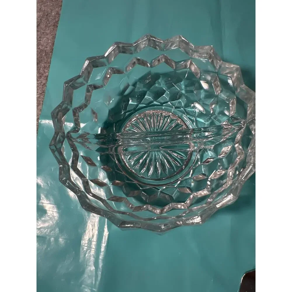 Fostoria American pattern crystal divided dish for relishes, jams, or condiments